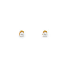 ESE 8543: Gold-Plated White Pearl 4mm Studs w/ Baby Safe Chapita Earrings