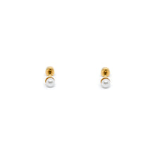 ESE 8543: Gold-Plated White Pearl 4mm Studs w/ Baby Safe Chapita Earrings