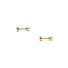 ESE 8543: Gold-Plated White Pearl 4mm Studs w/ Baby Safe Chapita Earrings