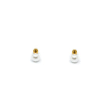 ESE 8544: Gold-Plated White Pearl 6mm Studs w/ Baby Safe Chapita Earrings