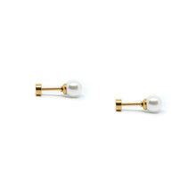 ESE 8544: Gold-Plated White Pearl 6mm Studs w/ Baby Safe Chapita Earrings