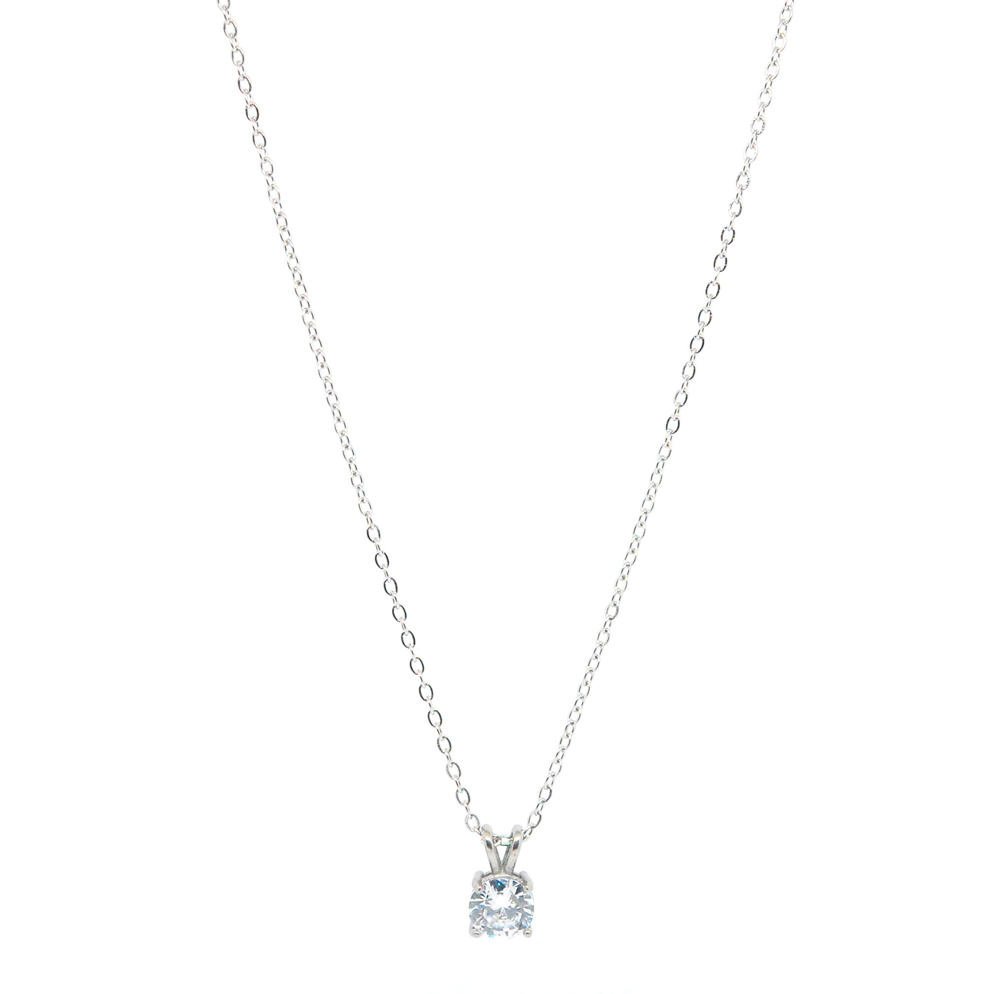 ESN 8546: Claudine 7mm Cz Solitaire Necklace (17")