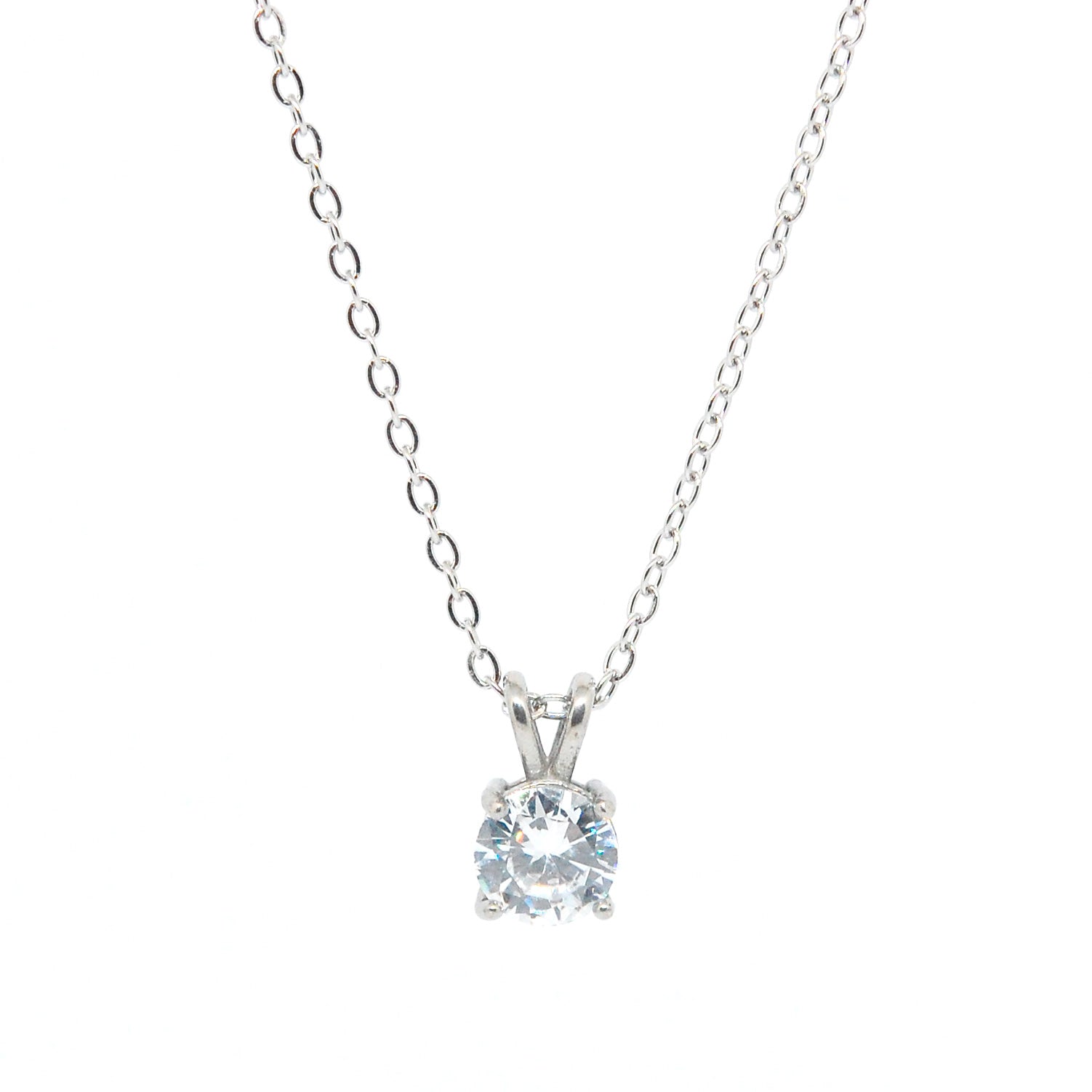 ESN 8546: Claudine 7mm Cz Solitaire Necklace (17")