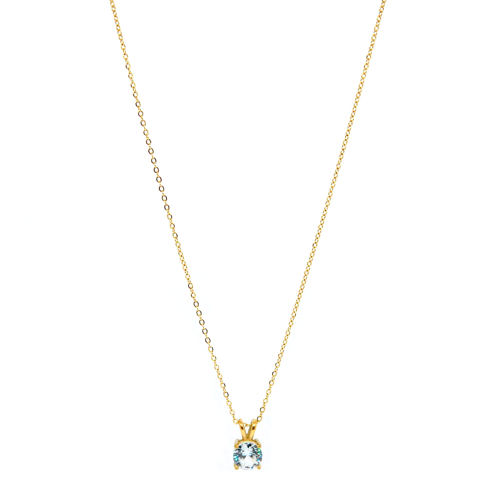 ESN 8547: All IPG Celine 7mm Cz Solitaire Neklace (17" + 2")