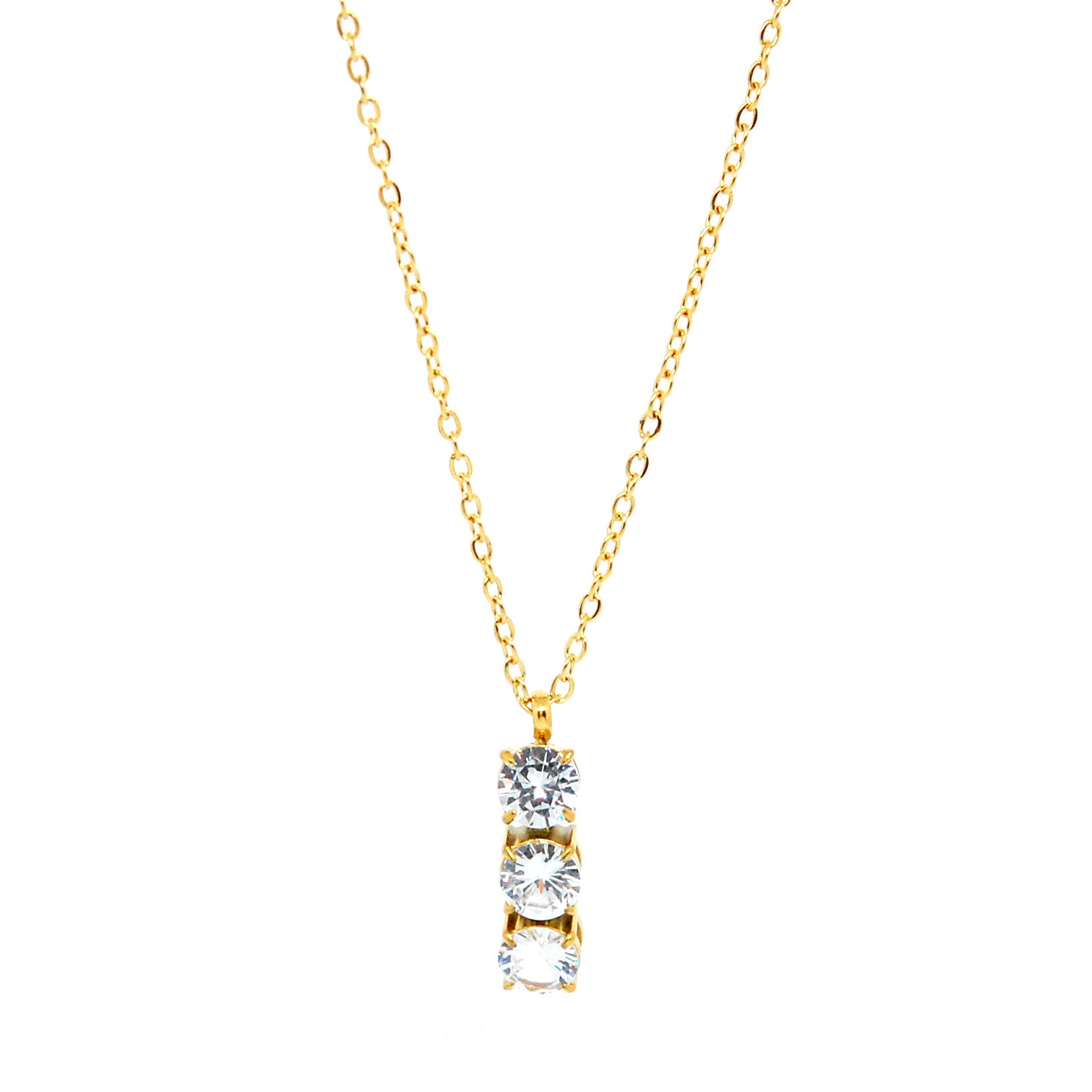 ESN 8549: All IPG Triple Dream 6mm Cz Solitaire Necklace (17")