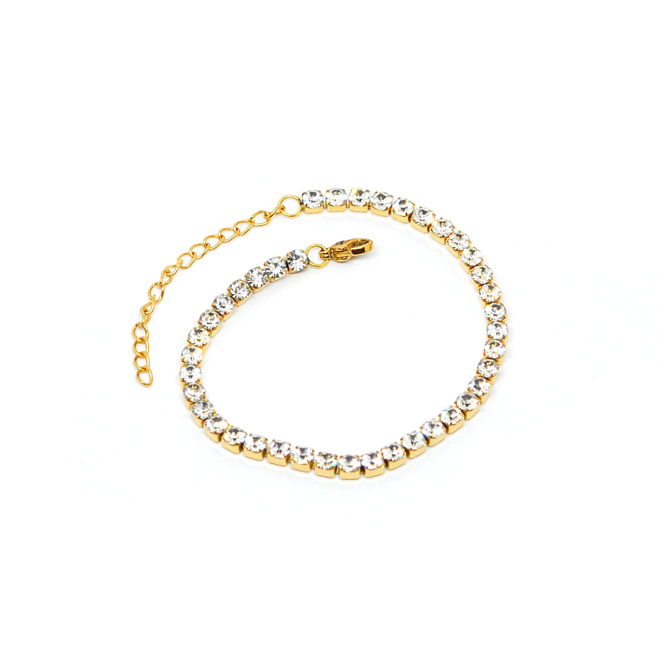 ESBL 8556: All IPG 40 Cz Delicate Tennis Bracelet (4mm) ( 6.5" + 2" )