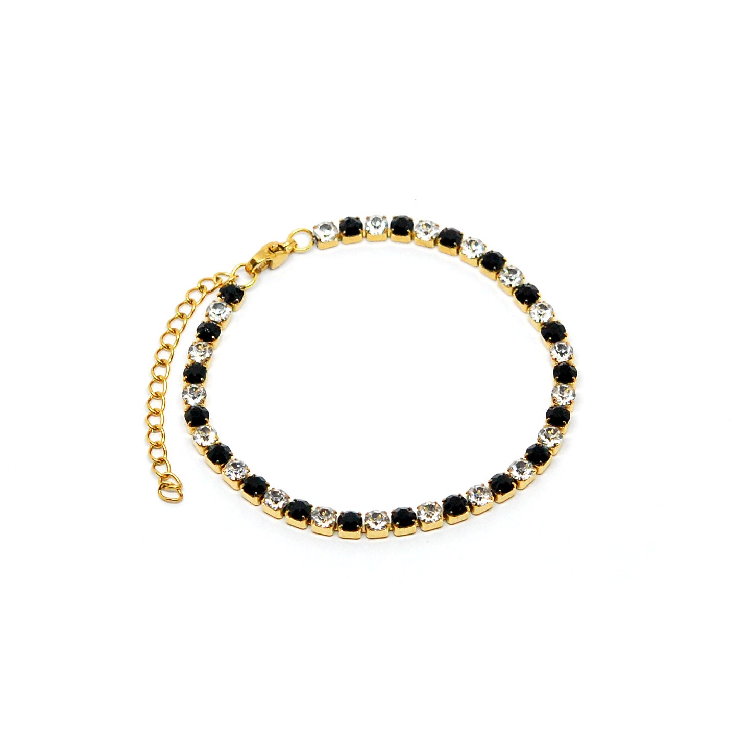 ESBL 8557: All IPG 40 Cz Black & White Tennis Bracelet (4mm) ( 6.5" + 2" )