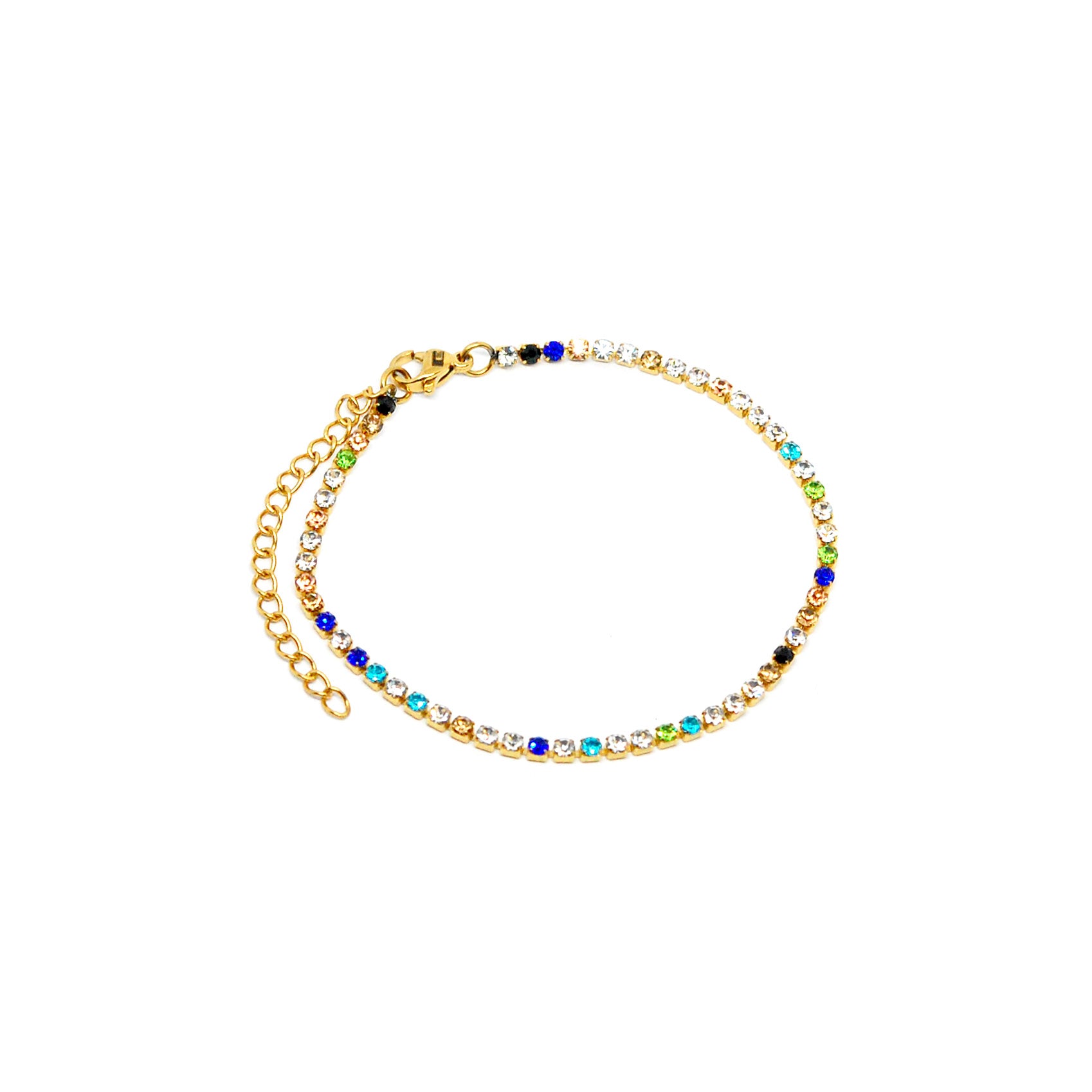 ESBL 8558: All IPG 58 Cz Multicolored Tennis Bracelet (2mm) ( 6.5" + 2" )