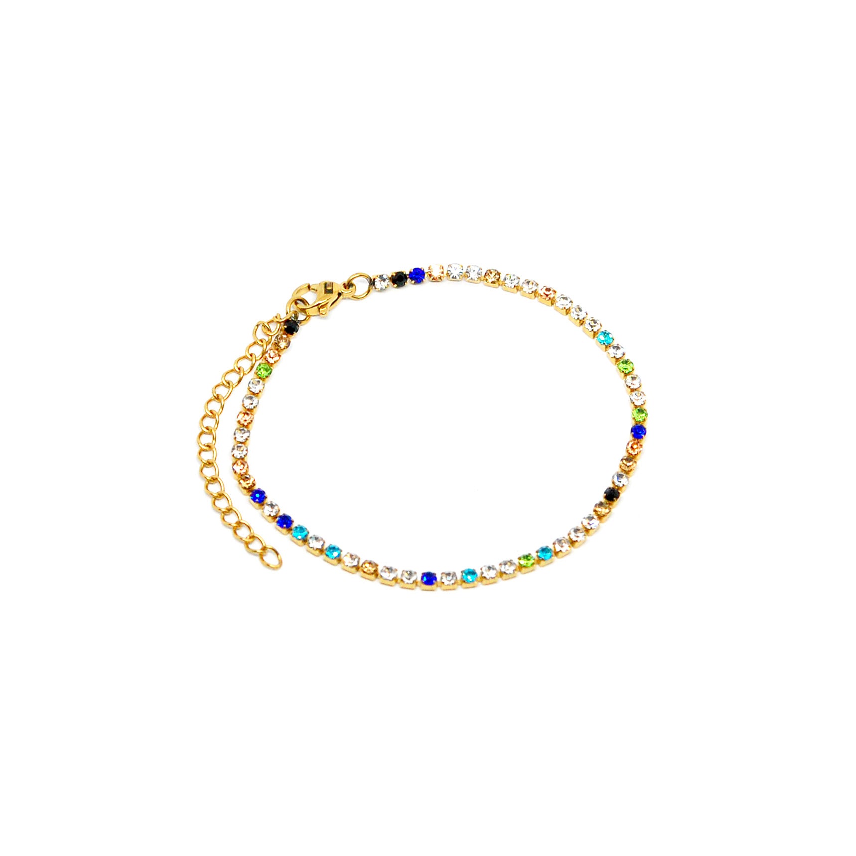 ESBL 8558: All IPG 58 Cz Multicolored Tennis Bracelet (2mm) ( 6.5" + 2" )