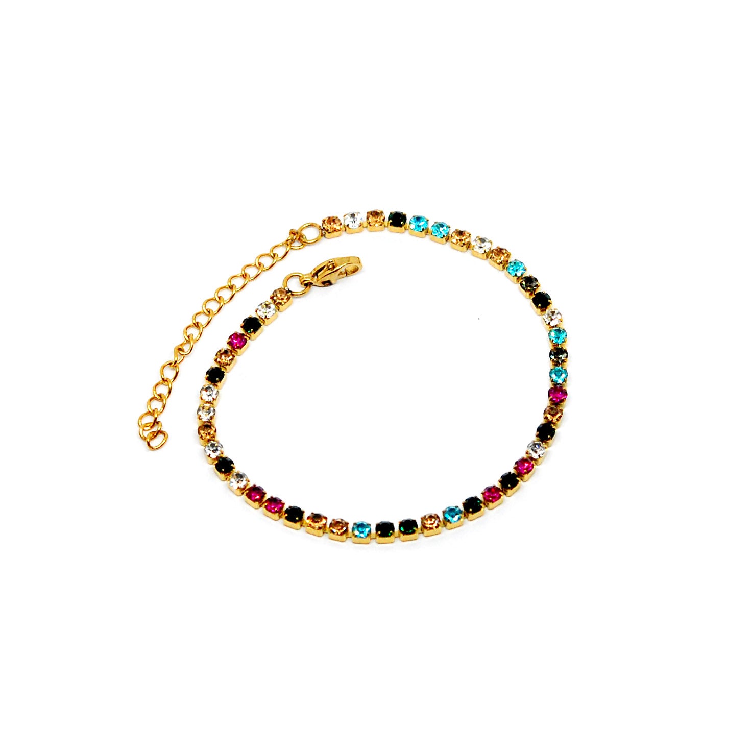 ESBL 8559: All IPG 46 Cz Multicolored Tennis Blet (3mm) ( 6.5" + 2" )