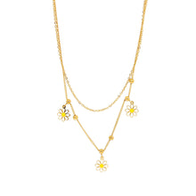 ESN 8567: All IPG 3 Flower Daisy & 6 Mini Ball Double Necklace