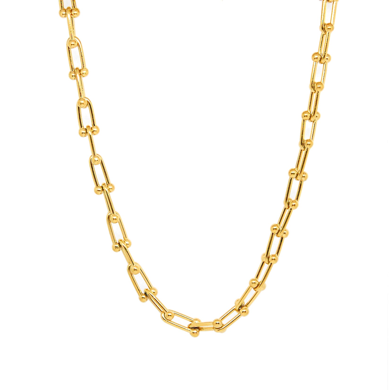 ESN 8569: All IPG Chunky U Link Necklace (17"+2")