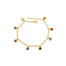 ESA 8576: All IPG Multicolored Enclosed Cz Flower Anklet 10