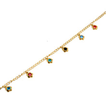 ESA 8576: All IPG Multicolored Enclosed Cz Flower Anklet 10