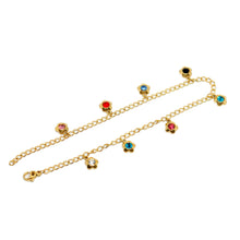 ESA 8576: All IPG Multicolored Enclosed Cz Flower Anklet 10