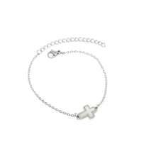 ESBL 8579: S/S Mop Simple Cross Bracelet (6.5