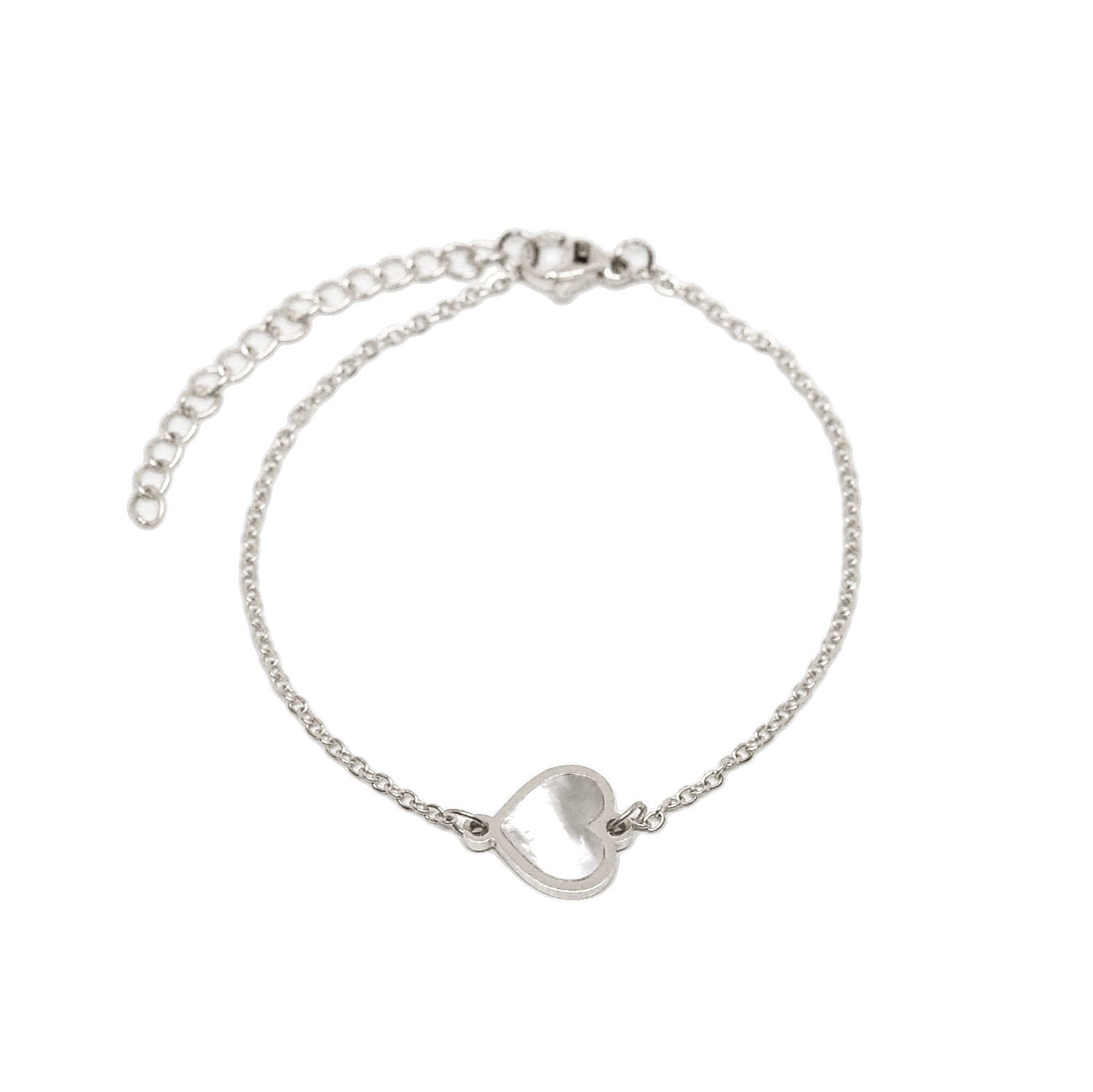 ESBL 8580: Mother of pearl Simple Heart Bracelet (6.5"+2")