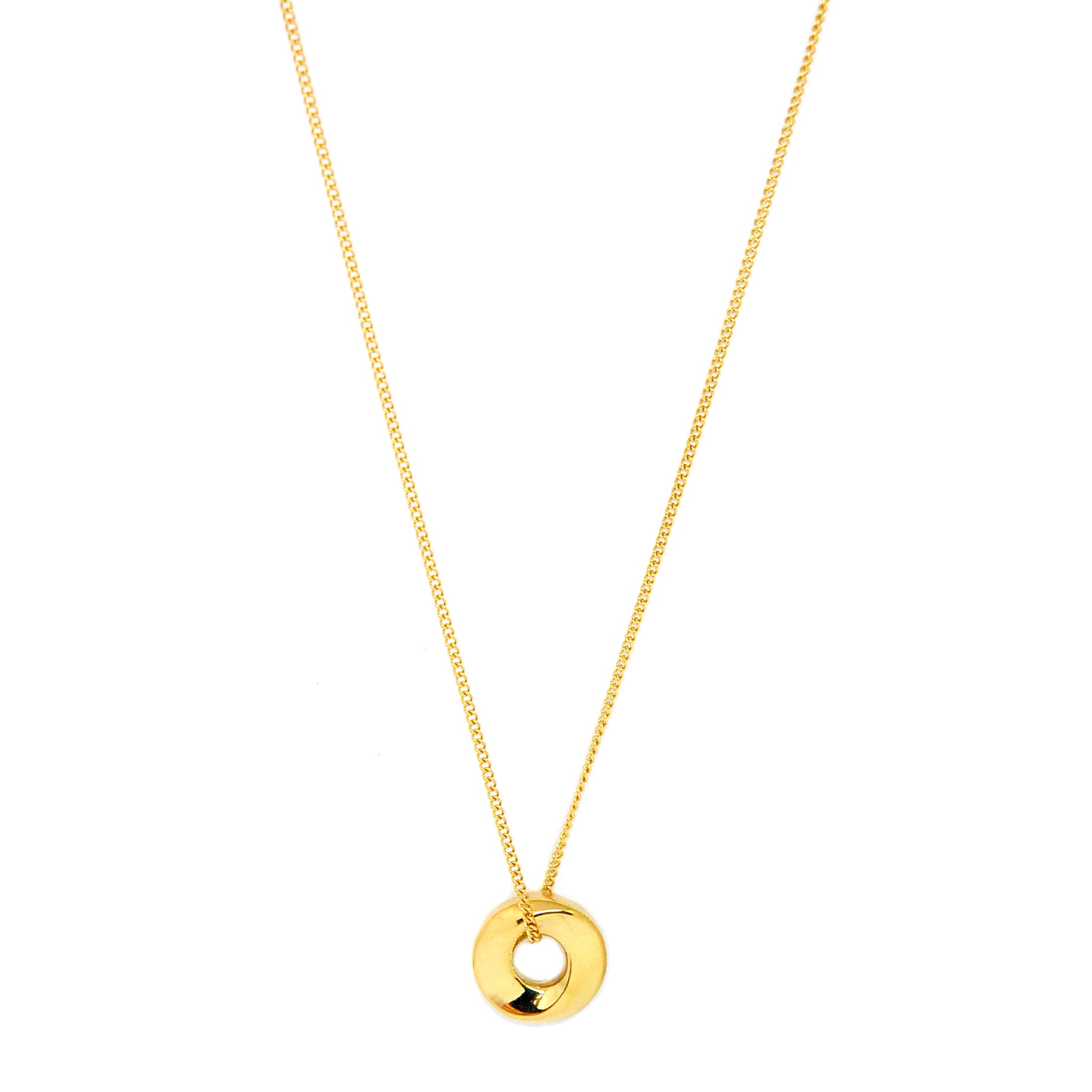 ESNL 8583: All IPG Minimalist Circle Pendant Necklace (16"+2")