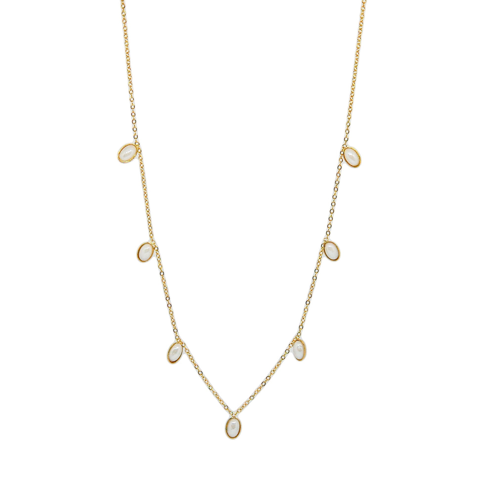 ESN 8587: All IPG 7 Lucky Oval Pearl Necklace (15"+2")