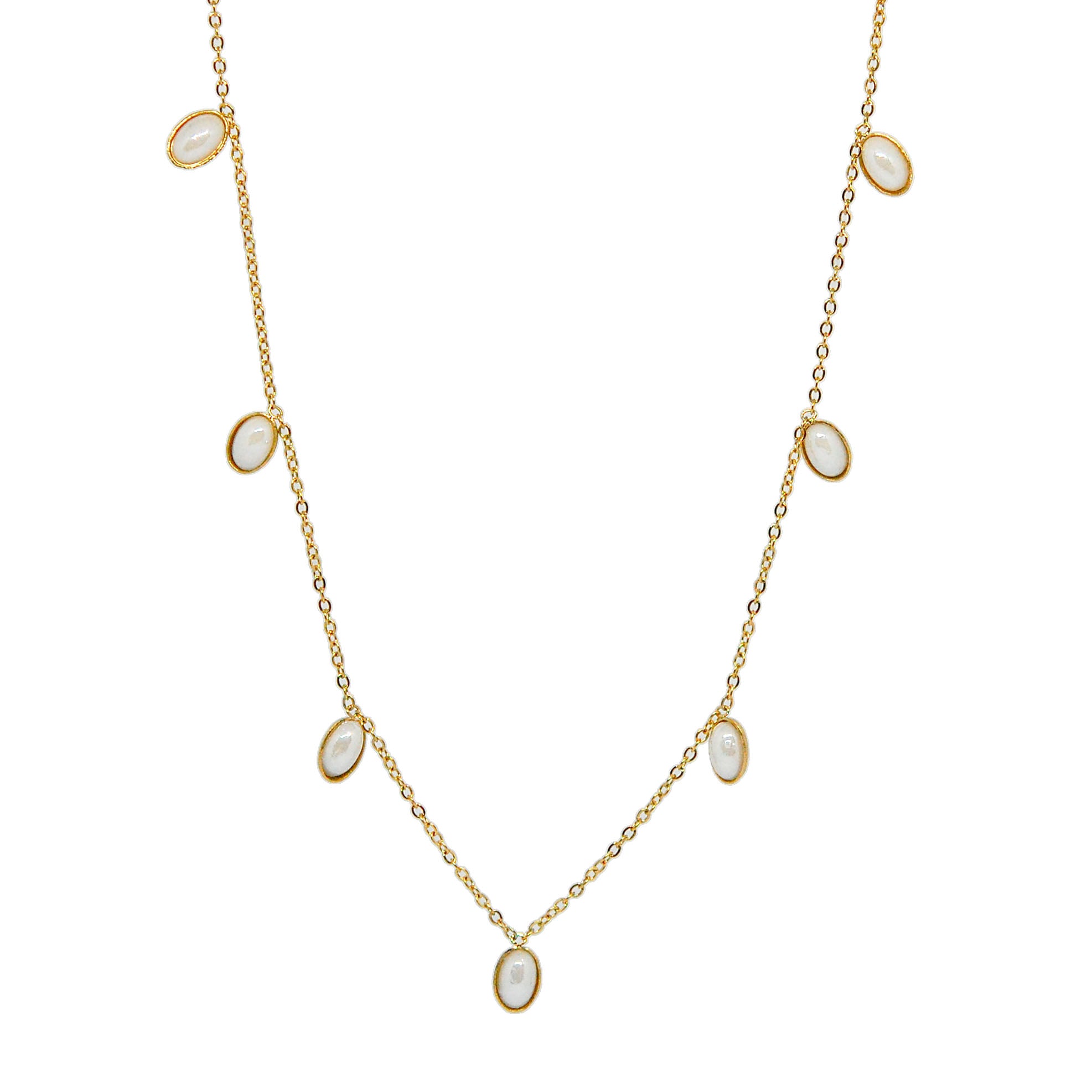 ESN 8587: All IPG 7 Lucky Oval Pearl Necklace (15"+2")