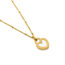 ESN 8589: All IPG Black & White Mother of Pearl Heart Pendant Necklace (18