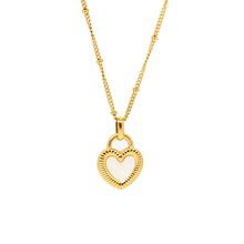 ESN 8589: All IPG Black & White Mother of Pearl Heart Pendant Necklace (18