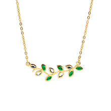 ESN 8590: All IPG Leaf Mixed Color Diamond Pendant Necklace (17