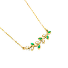 ESN 8590: All IPG Leaf Mixed Color Diamond Pendant Necklace (17