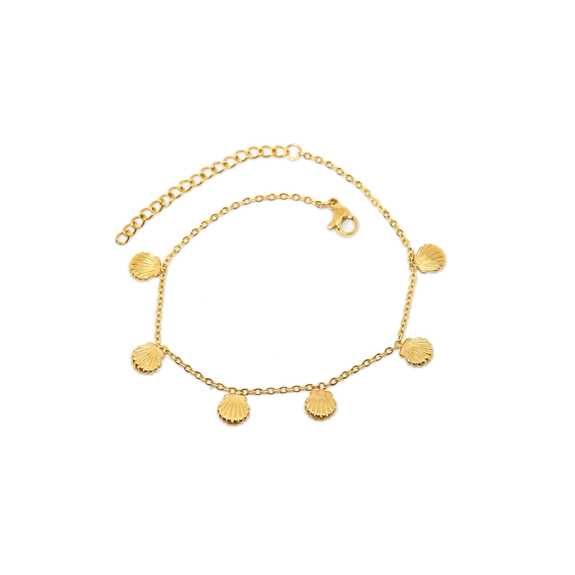 ESA 8591: Gold Plated 6 Sea Shell Anklet