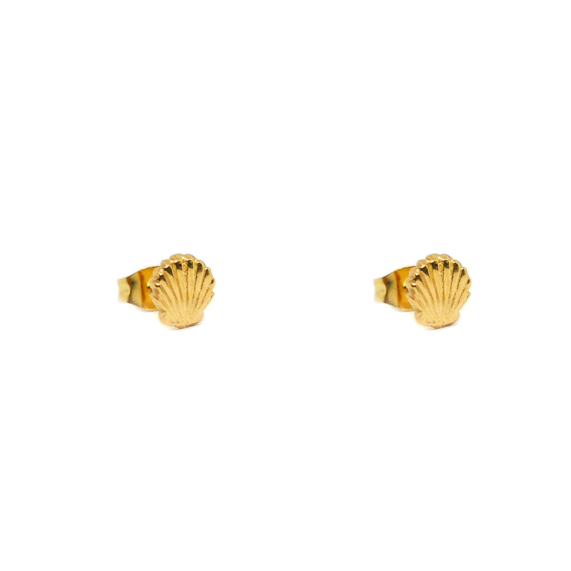 ESE 8593: Gold Plated Sea Shell Cut Studs Earrings