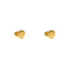 ESE 8593: Gold Plated Sea Shell Cut Studs Earrings