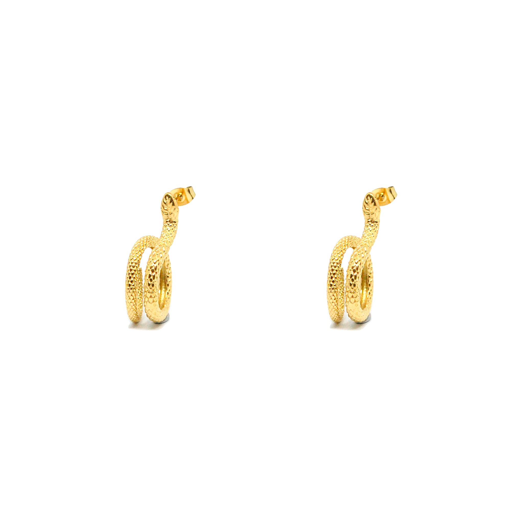 ESE 8594: Gold Plated Serpent Earrings