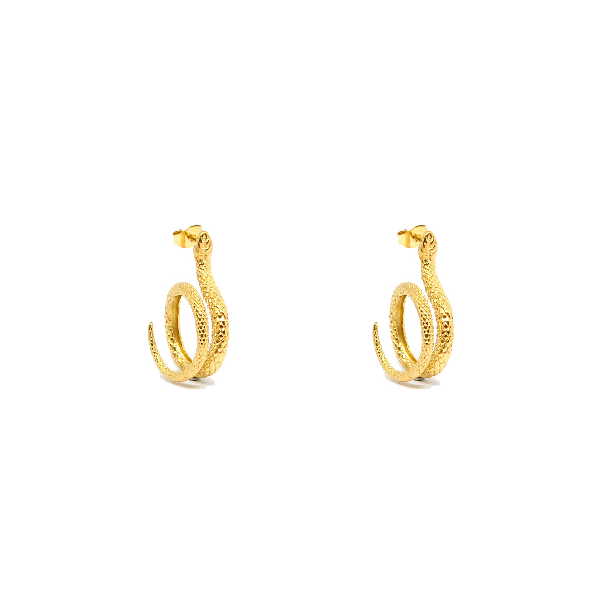 ESE 8594: Gold Plated Serpent Earrings