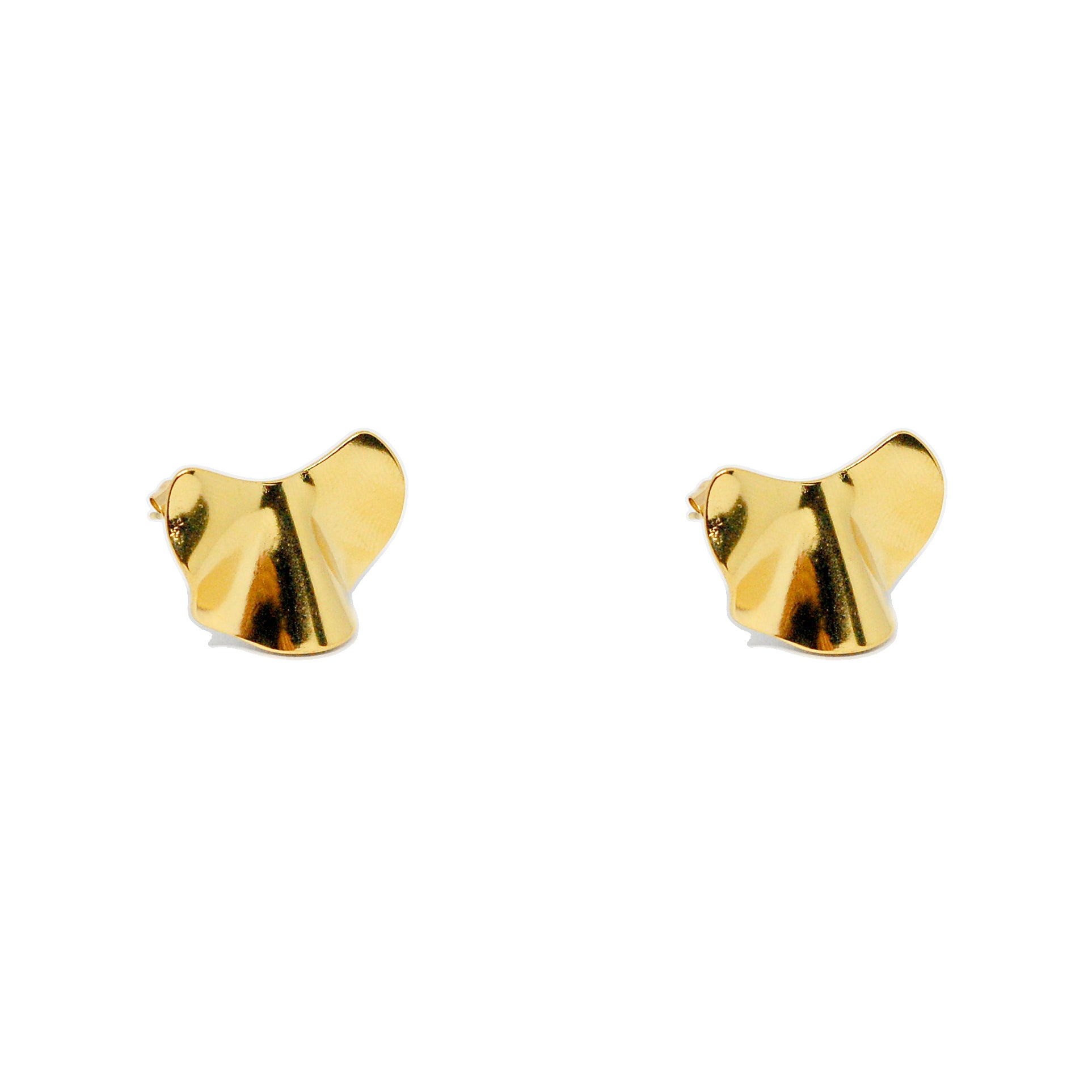 ESE 8595: Gold Plated Half-Piece Alien Cutting Stud Earrings