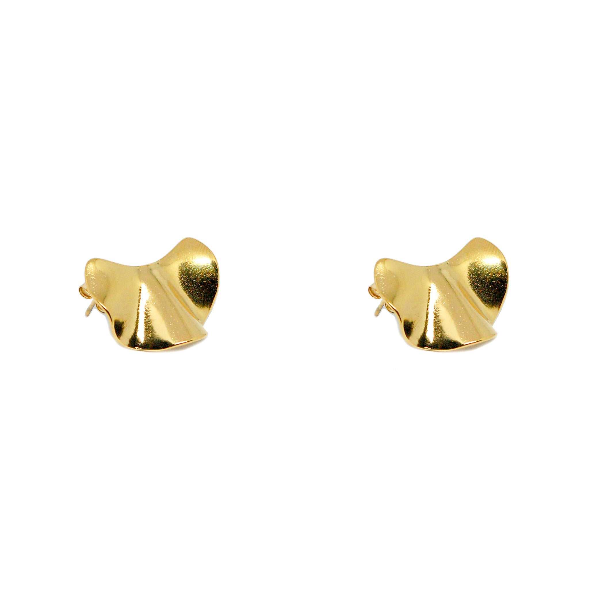 ESE 8595: Gold Plated Half-Piece Alien Cutting Stud Earrings