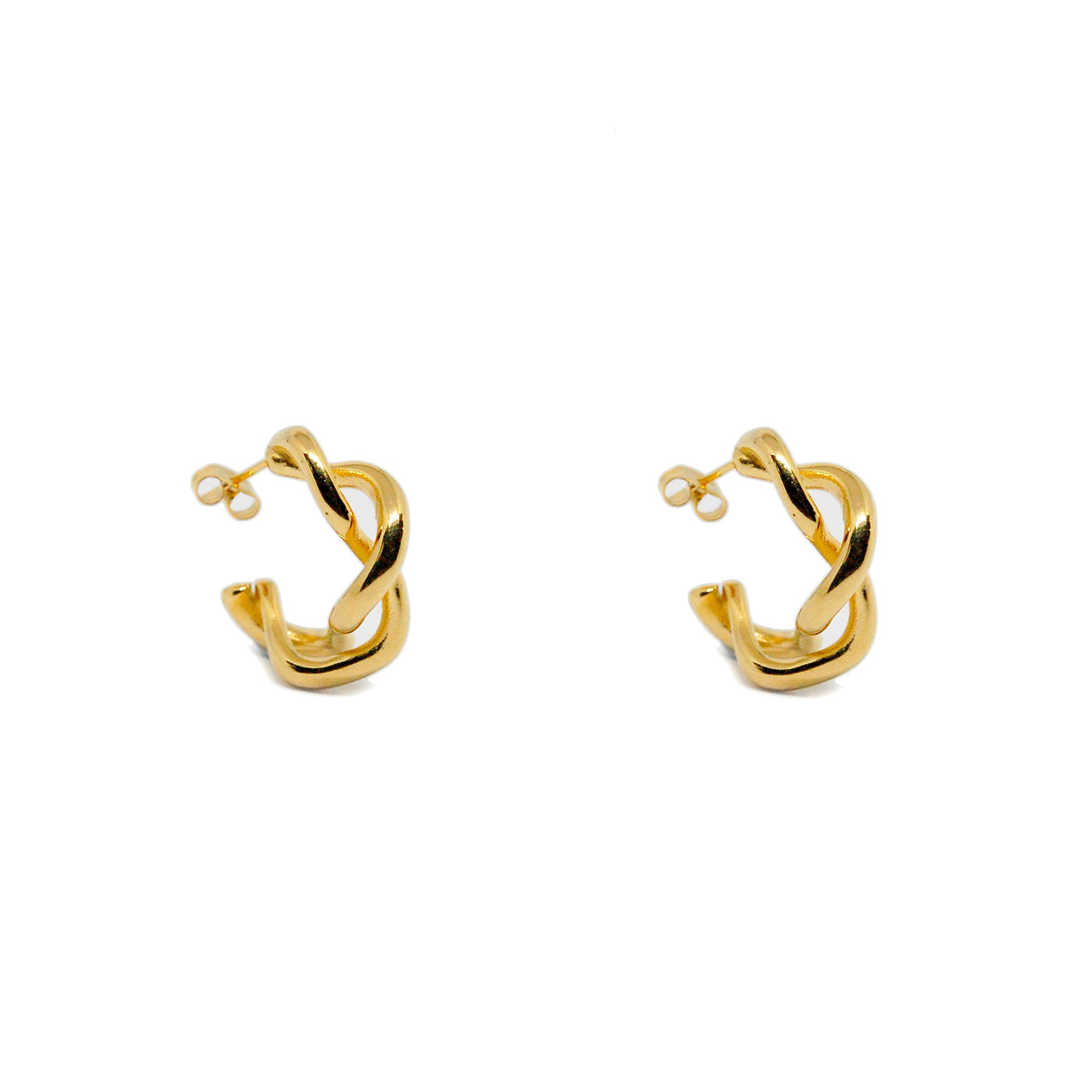 ESE 8597: Gold Plated Half Twisted Solid Earrings