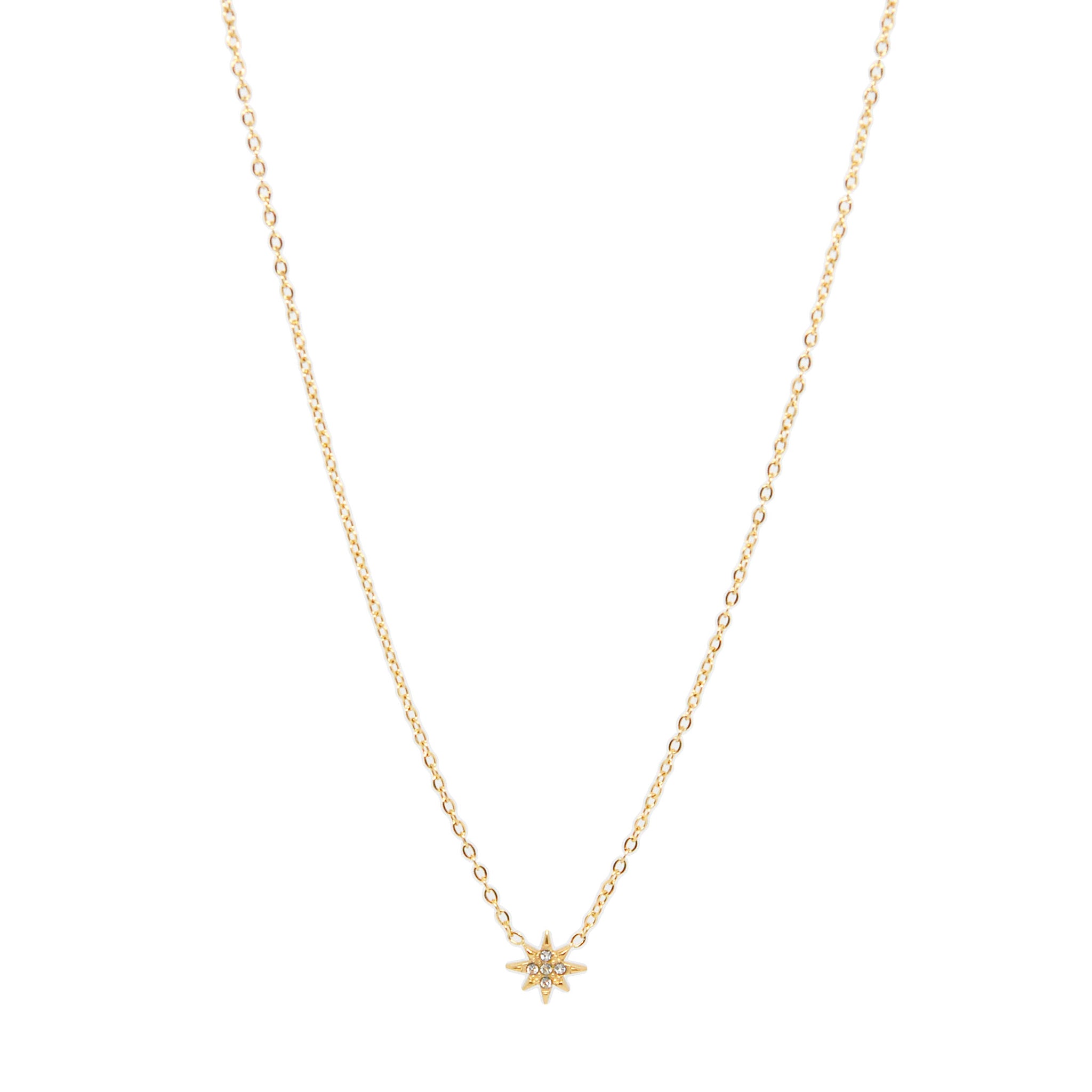 ESN 8599: All IPG 5 Cz Unity Star Necklace (16"+2")