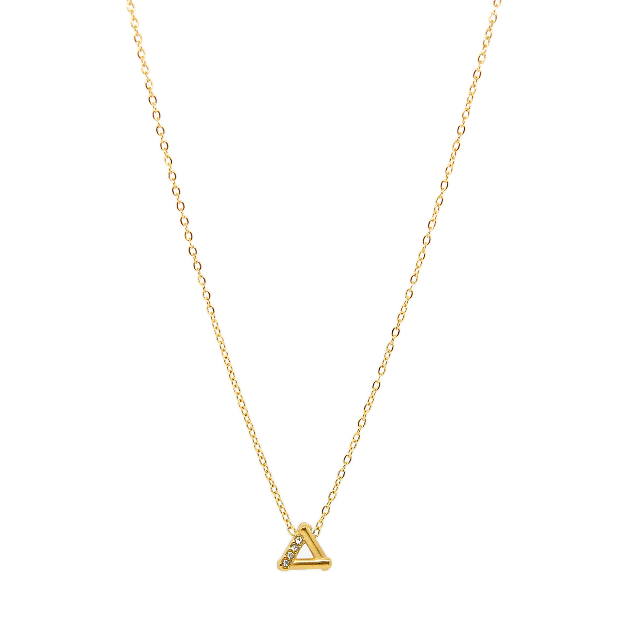 ESN 8600: All IPG 4 Cz Triangle Pendant Necklace (16"+2")