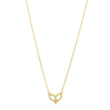 ESN 8601: All IPG Half Studded Cz Heart Necklace (16