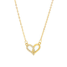 ESN 8601: All IPG Half Studded Cz Heart Necklace (16