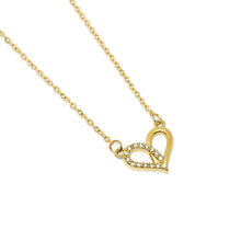 ESN 8601: All IPG Half Studded Cz Heart Necklace (16