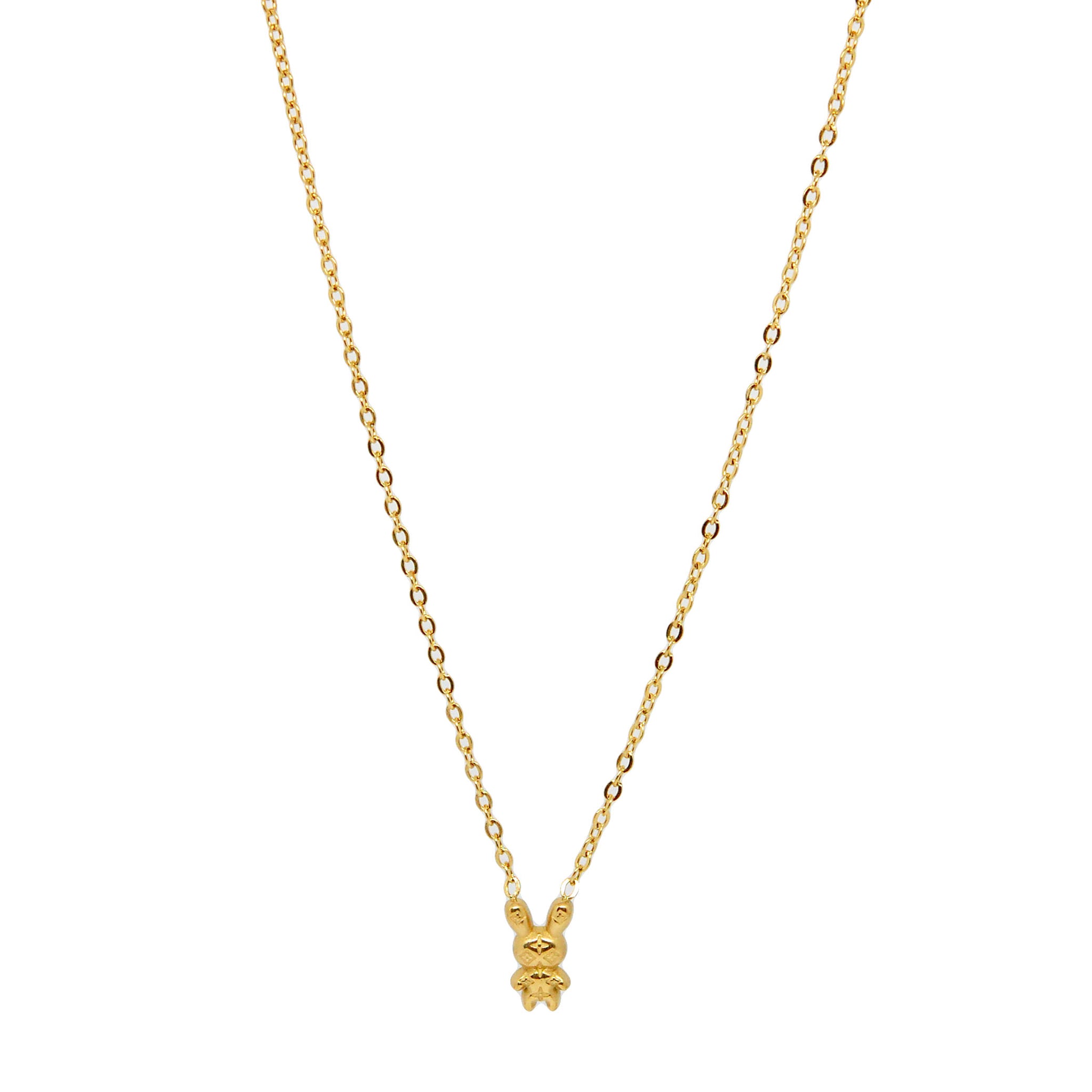 ESN 8602: All IPG Tiny Doll Bunny Necklace (16"+2")