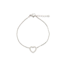 ESBL 8609: S/S 18 Cz Studded Open Heart Bracelet