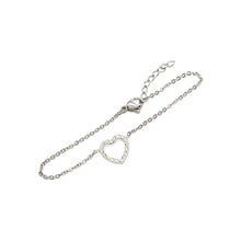 ESBL 8609: S/S 18 Cz Studded Open Heart Bracelet
