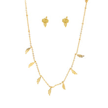 SET 8626: All IPG Dangling feather Necklace & Earring Set