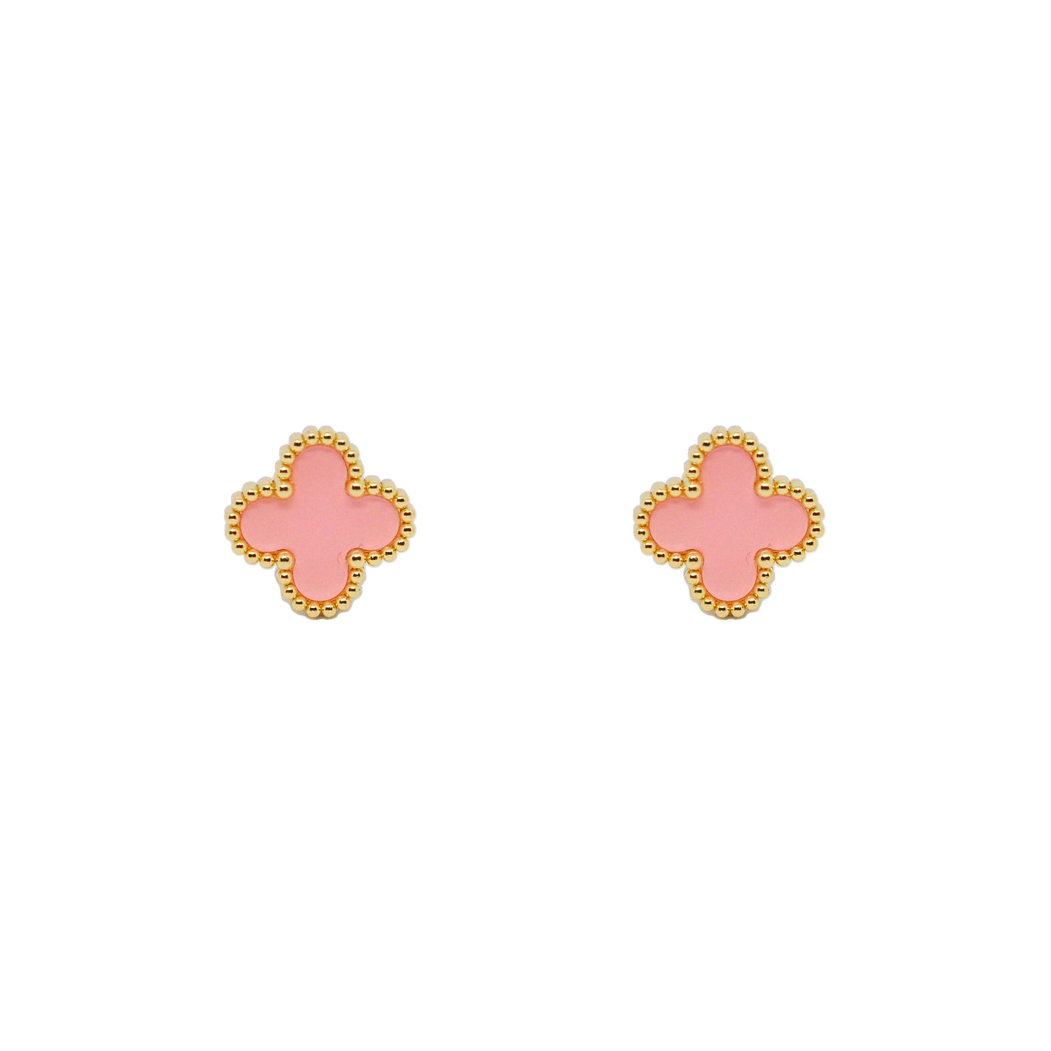 ESE 8656: Gold Plated Alhambra Studs ( Blush Pink )