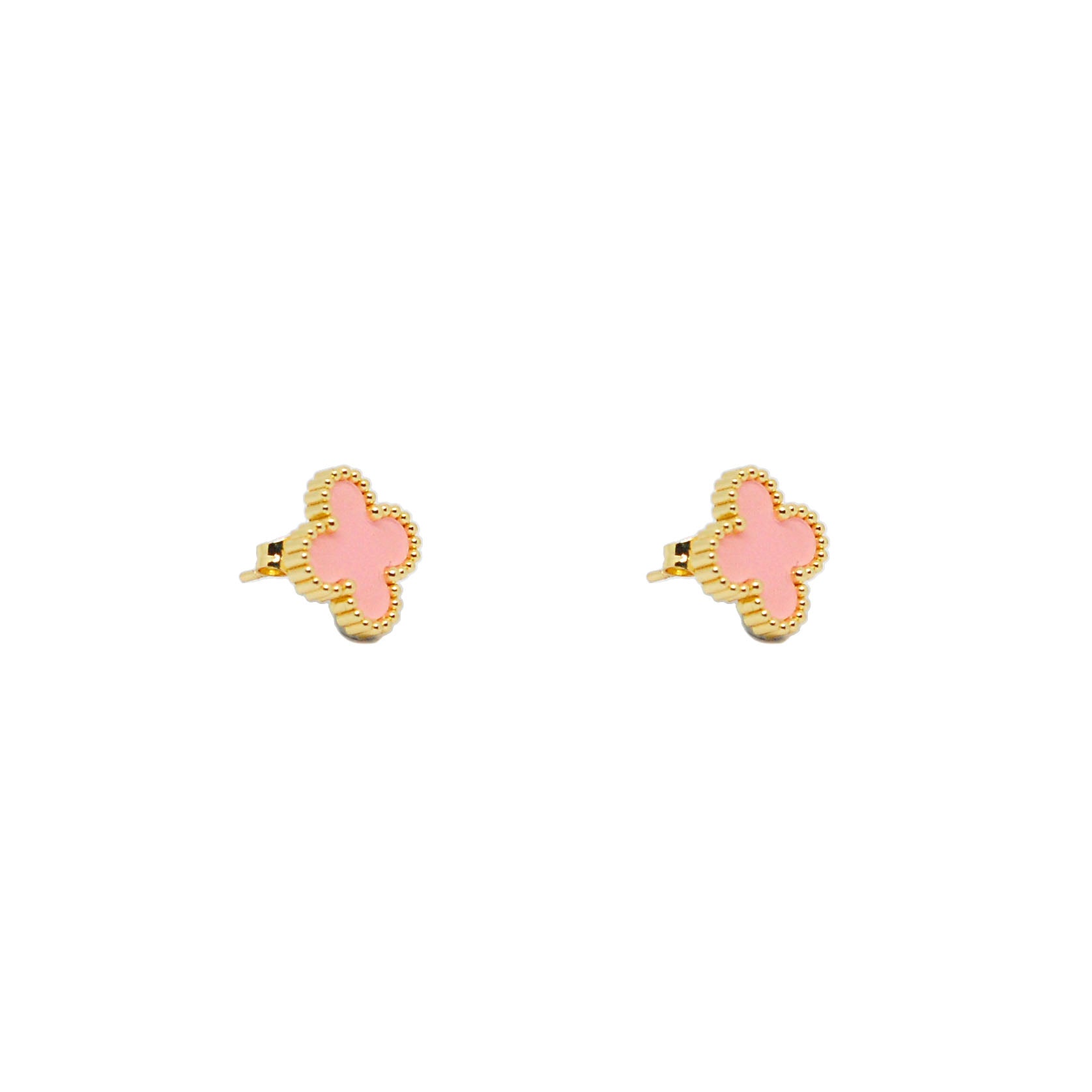 ESE 8656: Gold Plated Alhambra Studs ( Blush Pink )