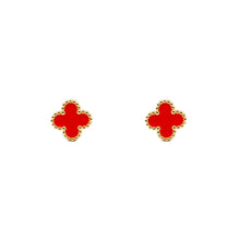 ESE 8657: Gold-Plated Alhambra Studs (Classic Red)