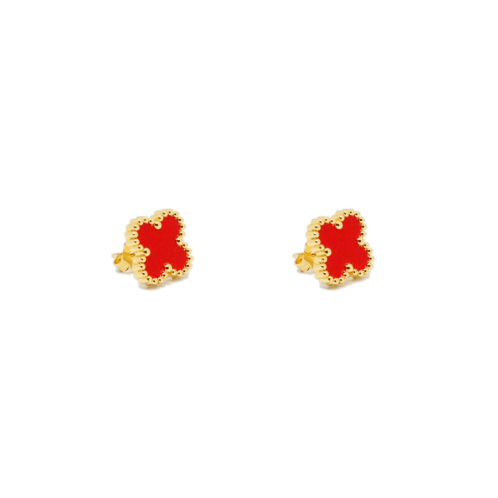 ESE 8657: Gold-Plated Alhambra Studs (Classic Red)