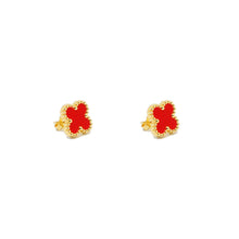 ESE 8657: Gold-Plated Alhambra Studs (Classic Red)